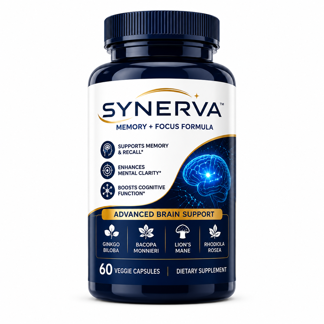 Synerva – Advanced Memory & Brain Support Formula (60 Capsules)